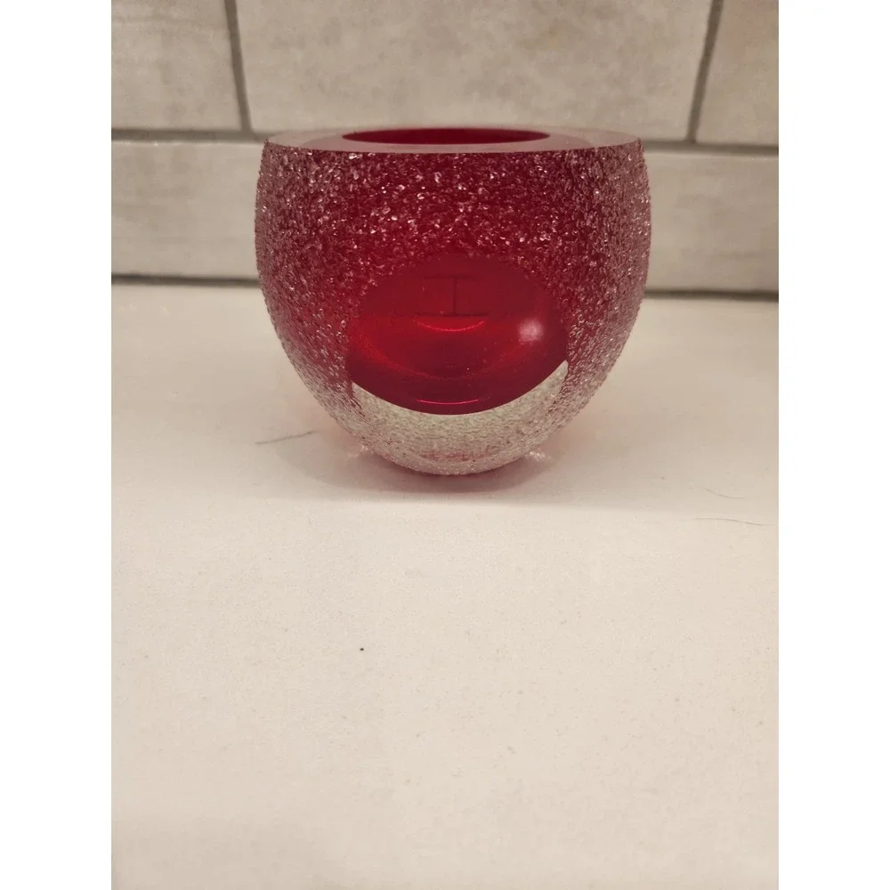 Ruby Red Fifth Avenue Geode Crystal Frosted Votive Glass‎ Candle Holder